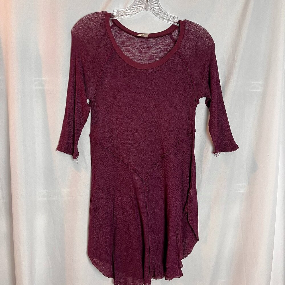 Women's Burgundy 3/4 slv scoop neck pullover Int. Free People Size S